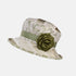 Olive and Cream Vintage Fabric Hat with Spotty Ribbon Detail